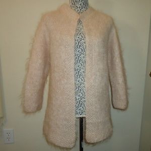 Handnade Women's Tan Knit Wool Cashemir Elegant  Kardigan Size-M